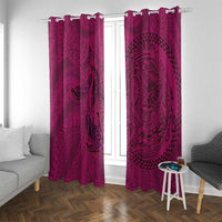 Hawaiian Whales Polynesian Art Motifs Window Curtain Pink Color - Polynesian Pride