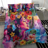 Polynesian Women Bedding Set Tropical Plant - Vibrant Surreal Dreamscape Vibe