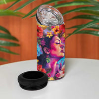 Polynesian Women 4 in 1 Can Cooler Tumbler Tropical Plant - Vibrant Surreal Dreamscape Vibe