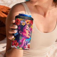 Polynesian Women 4 in 1 Can Cooler Tumbler Tropical Plant - Vibrant Surreal Dreamscape Vibe