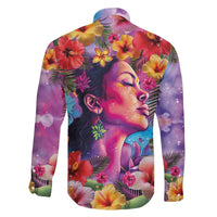 Polynesian Women Family Matching Off Shoulder Short Dress and Hawaiian Shirt Tropical Plant - Vibrant Surreal Dreamscape Vibe
