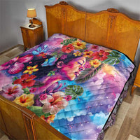 Polynesian Women Quilt Tropical Plant - Vibrant Surreal Dreamscape Vibe