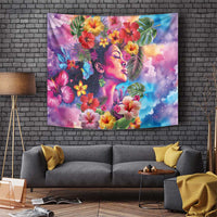 Polynesian Women Tapestry Tropical Plant - Vibrant Surreal Dreamscape Vibe