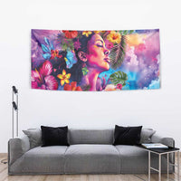 Polynesian Women Tapestry Tropical Plant - Vibrant Surreal Dreamscape Vibe