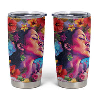 Polynesian Women Tumbler Cup Tropical Plant - Vibrant Surreal Dreamscape Vibe