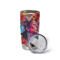 Polynesian Women Tumbler Cup Tropical Plant - Vibrant Surreal Dreamscape Vibe