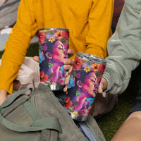 Polynesian Women Tumbler Cup Tropical Plant - Vibrant Surreal Dreamscape Vibe