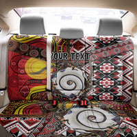 Personalised Aotearoa and Australia Together Back Car Seat Cover Koru and Kangaroo - Taniko with Aboriginal Motif LT03 - Polynesian Pride