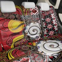 Personalised Aotearoa and Australia Together Back Car Seat Cover Koru and Kangaroo - Taniko with Aboriginal Motif LT03 - Polynesian Pride