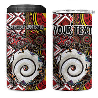 Personalised Aotearoa and Australia Together 4 in 1 Can Cooler Tumbler Koru and Kangaroo - Taniko with Aboriginal Motif