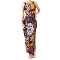 Personalised Aotearoa and Australia Together Family Matching Tank Maxi Dress and Hawaiian Shirt Koru and Kangaroo - Taniko with Aboriginal Motif