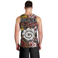 Personalised Aotearoa and Australia Together Men Tank Top Koru and Kangaroo - Taniko with Aboriginal Motif