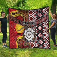 Personalised Aotearoa and Australia Together Quilt Koru and Kangaroo - Taniko with Aboriginal Motif LT03 - Polynesian Pride