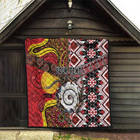 Personalised Aotearoa and Australia Together Quilt Koru and Kangaroo - Taniko with Aboriginal Motif LT03 - Polynesian Pride