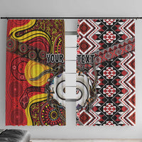 Personalised Aotearoa and Australia Together Window Curtain Koru and Kangaroo - Taniko with Aboriginal Motif