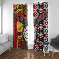 Personalised Aotearoa and Australia Together Window Curtain Koru and Kangaroo - Taniko with Aboriginal Motif