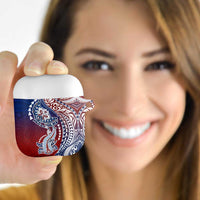 Hawaiian Manta Ray and Hammerhead Shark Tribal Tattoo AirPods Case with Polynesian Tribal Pattern Hawaii Flag Color