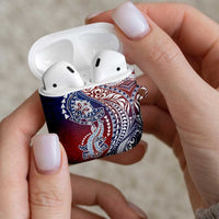 Hawaiian Manta Ray and Hammerhead Shark Tribal Tattoo AirPods Case with Polynesian Tribal Pattern Hawaii Flag Color