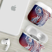 Hawaiian Manta Ray and Hammerhead Shark Tribal Tattoo AirPods Case with Polynesian Tribal Pattern Hawaii Flag Color