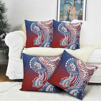 Hawaiian Manta Ray and Hammerhead Shark Tribal Tattoo Pillow Cover with Polynesian Tribal Pattern Hawaii Flag Color