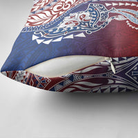 Hawaiian Manta Ray and Hammerhead Shark Tribal Tattoo Pillow Cover with Polynesian Tribal Pattern Hawaii Flag Color