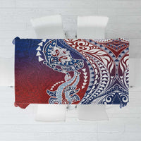 Hawaiian Manta Ray and Hammerhead Shark Tribal Tattoo Tablecloth with Polynesian Tribal Pattern Hawaii Flag Color
