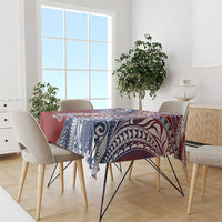 Hawaiian Manta Ray and Hammerhead Shark Tribal Tattoo Tablecloth with Polynesian Tribal Pattern Hawaii Flag Color