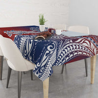 Hawaiian Manta Ray and Hammerhead Shark Tribal Tattoo Tablecloth with Polynesian Tribal Pattern Hawaii Flag Color