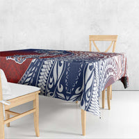 Hawaiian Manta Ray and Hammerhead Shark Tribal Tattoo Tablecloth with Polynesian Tribal Pattern Hawaii Flag Color