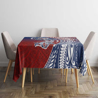 Hawaiian Manta Ray and Hammerhead Shark Tribal Tattoo Tablecloth with Polynesian Tribal Pattern Hawaii Flag Color