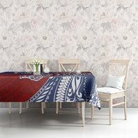 Hawaiian Manta Ray and Hammerhead Shark Tribal Tattoo Tablecloth with Polynesian Tribal Pattern Hawaii Flag Color