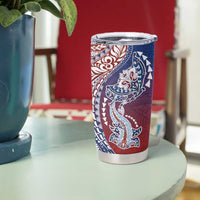 Hawaiian Manta Ray and Hammerhead Shark Tribal Tattoo Tumbler Cup with Polynesian Tribal Pattern Hawaii Flag Color