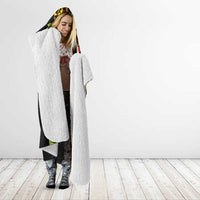 Hawaiian Manta Ray and Hammerhead Shark Tribal Tattoo Hooded Blanket with Polynesian Tribal Pattern Kanaka Maoli Flag Color