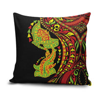 Hawaiian Manta Ray and Hammerhead Shark Tribal Tattoo Pillow Cover with Polynesian Tribal Pattern Kanaka Maoli Flag Color