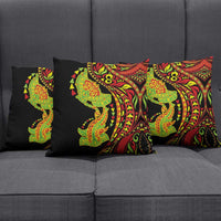 Hawaiian Manta Ray and Hammerhead Shark Tribal Tattoo Pillow Cover with Polynesian Tribal Pattern Kanaka Maoli Flag Color