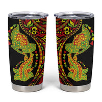 Hawaiian Manta Ray and Hammerhead Shark Tribal Tattoo Tumbler Cup with Polynesian Tribal Pattern Kanaka Maoli Flag Color
