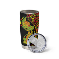 Hawaiian Manta Ray and Hammerhead Shark Tribal Tattoo Tumbler Cup with Polynesian Tribal Pattern Kanaka Maoli Flag Color