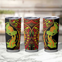 Hawaiian Manta Ray and Hammerhead Shark Tribal Tattoo Tumbler Cup with Polynesian Tribal Pattern Kanaka Maoli Flag Color