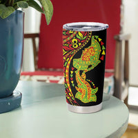Hawaiian Manta Ray and Hammerhead Shark Tribal Tattoo Tumbler Cup with Polynesian Tribal Pattern Kanaka Maoli Flag Color