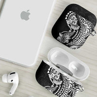Hawaiian Manta Ray and Hammerhead Shark Tribal Tattoo AirPods Case with Polynesian Tribal Pattern Black-White Color LT03 - Polynesian Pride