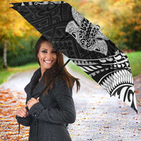 Hawaiian Manta Ray and Hammerhead Shark Tribal Tattoo Umbrella with Polynesian Tribal Pattern Black-White Color