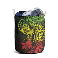 Hawaiian Manta Ray and Hammerhead Shark Tribal Tattoo Laundry Basket with Polynesian Tribal Pattern Reggae Style LT03 - Polynesian Pride