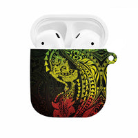 Hawaiian Manta Ray and Hammerhead Shark Tribal Tattoo AirPods Case with Polynesian Tribal Pattern Reggae Style