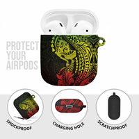 Hawaiian Manta Ray and Hammerhead Shark Tribal Tattoo AirPods Case with Polynesian Tribal Pattern Reggae Style