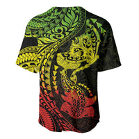 Hawaiian Manta Ray and Hammerhead Shark Tribal Tattoo Baseball Jersey with Polynesian Tribal Pattern Reggae Style