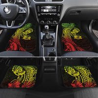 Hawaiian Manta Ray and Hammerhead Shark Tribal Tattoo Car Mats with Polynesian Tribal Pattern Reggae Style LT03 Set 4pcs Multicolor - Polynesian Pride