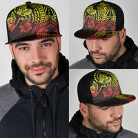 Hawaiian Manta Ray and Hammerhead Shark Tribal Tattoo Mesh Trucker Cap with Polynesian Tribal Pattern Reggae Style