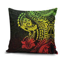 Hawaiian Manta Ray and Hammerhead Shark Tribal Tattoo Pillow Cover with Polynesian Tribal Pattern Reggae Style