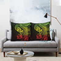 Hawaiian Manta Ray and Hammerhead Shark Tribal Tattoo Pillow Cover with Polynesian Tribal Pattern Reggae Style
