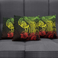 Hawaiian Manta Ray and Hammerhead Shark Tribal Tattoo Pillow Cover with Polynesian Tribal Pattern Reggae Style